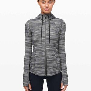 Lululemon Hooded Define Jacket Nulu Heathered Black White 10